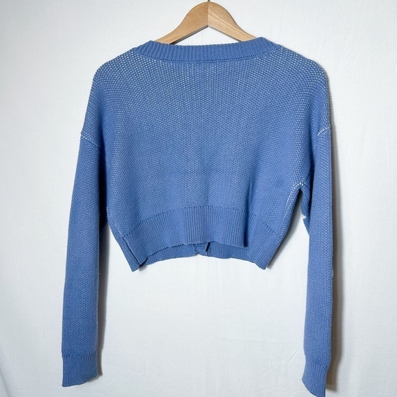 Aeropostale Sz. S Daisy mini cardigan in lavender with tortoise shell buttons - Picture 8 of 11